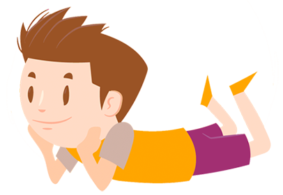 cartoon of kid lying down